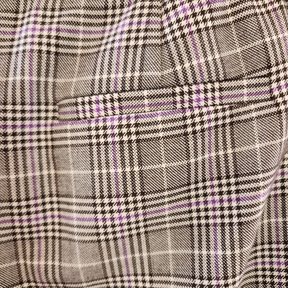 Halogen Plaid Wide Leg Crop Pants Brown Purple Stretch Size 4P Workwear - Picture 11 of 12